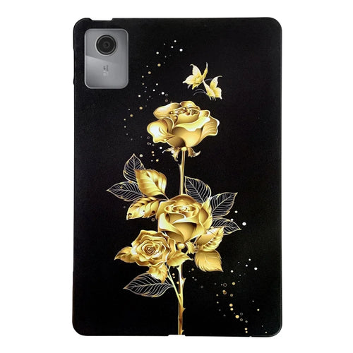 For Lenovo Tab K11 Gen 2 / Idea Tab / Xiaoxin Pad 11 2025 TPU Case Pattern Printing Slim Tablet Protective Cover - Golden Butterfly Rose - 1
