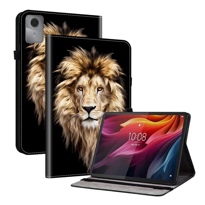 For Lenovo Tab K11 Gen 2 / Idea Tab / Xiaoxin Pad 11 2025 Leather Case Pattern Printed Stand Tablet Cover with Card Slots - Lion Head - 1