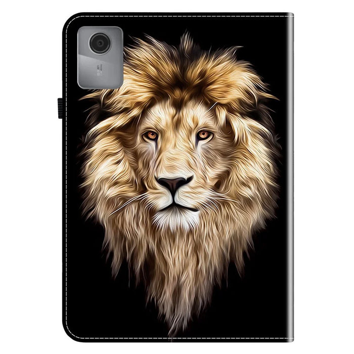 For Lenovo Tab K11 Gen 2 / Idea Tab / Xiaoxin Pad 11 2025 Leather Case Pattern Printed Stand Tablet Cover with Card Slots - Lion Head - 5