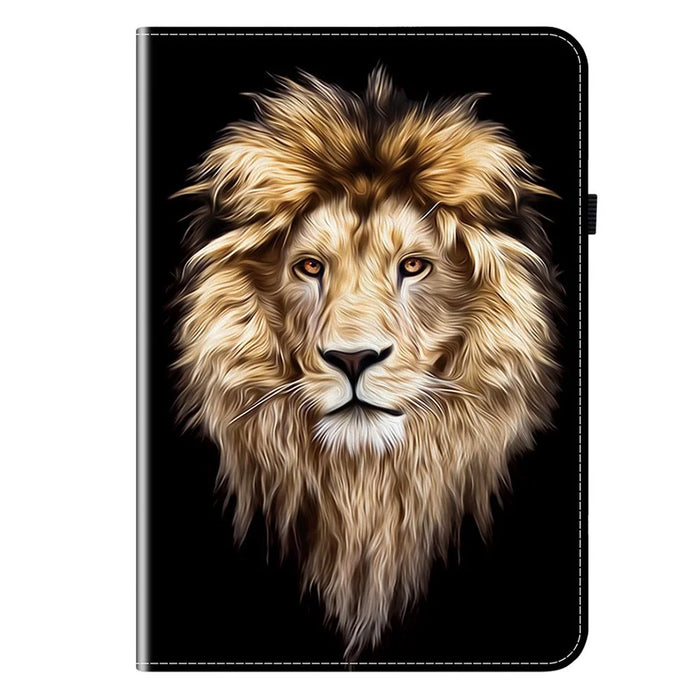 For Lenovo Tab K11 Gen 2 / Idea Tab / Xiaoxin Pad 11 2025 Leather Case Pattern Printed Stand Tablet Cover with Card Slots - Lion Head - 6
