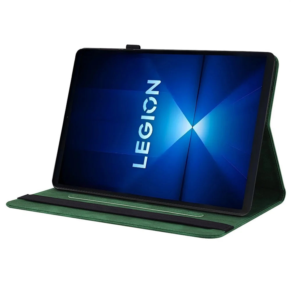 For Lenovo Legion Y700 Gen 4 Case Butterfly Flower Imprint PU Leather Tablet Cover with Card Slots - Green - 2