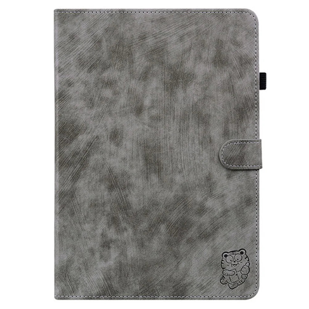 For Lenovo Legion Y700 Gen 4 Case Tiger Imprint Anti-Scratch PU Leather Tablet Cover - Grey - 6