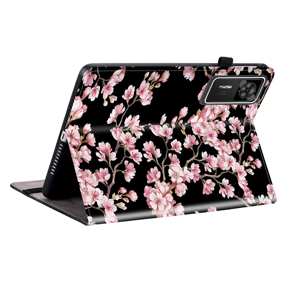 For Lenovo Legion Y700 Gen 4 Leather Case Pattern Printed Stand Tablet Cover with Card Slots - Plum Blossom - 2