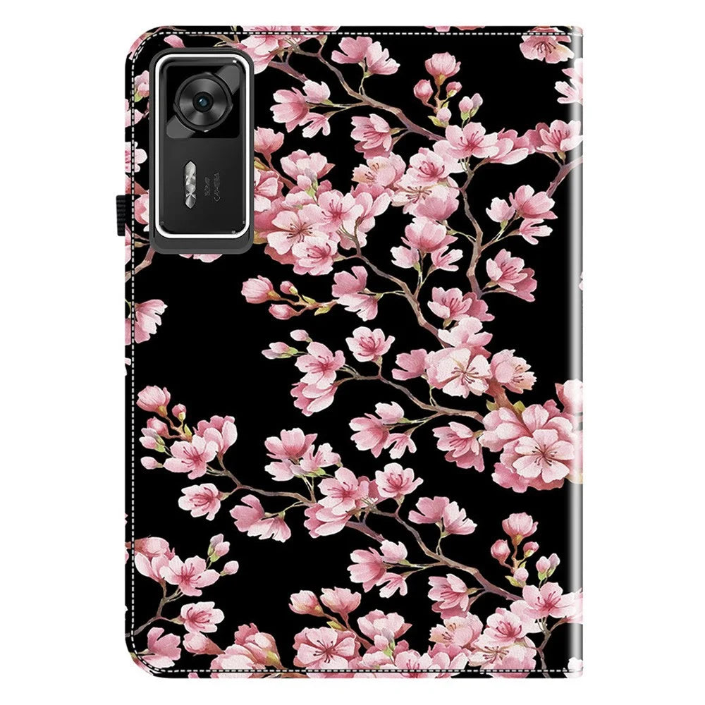 For Lenovo Legion Y700 Gen 4 Leather Case Pattern Printed Stand Tablet Cover with Card Slots - Plum Blossom - 5