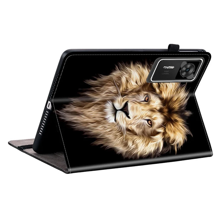 For Lenovo Legion Y700 Gen 4 Leather Case Pattern Printed Stand Tablet Cover with Card Slots - Lion Head - 2