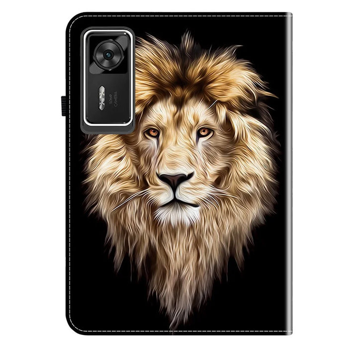 For Lenovo Legion Y700 Gen 4 Leather Case Pattern Printed Stand Tablet Cover with Card Slots - Lion Head - 5
