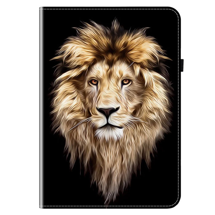 For Lenovo Legion Y700 Gen 4 Leather Case Pattern Printed Stand Tablet Cover with Card Slots - Lion Head - 6