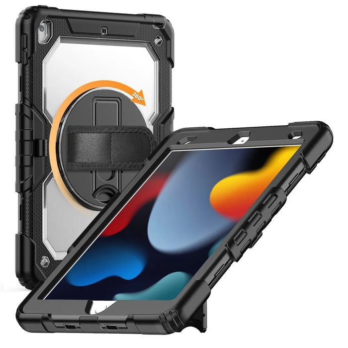 For iPad 10.2 (2021) / (2019) / (2020) Case PC + Silicone Tablet Cover with PET Film and Shoulder Strap - 2