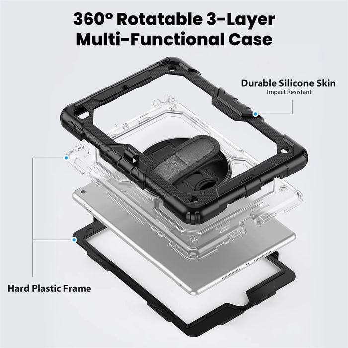For iPad 10.2 (2021) / (2019) / (2020) Case PC + Silicone Tablet Cover with PET Film and Shoulder Strap - 6