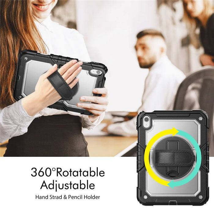 Tablet Case for iPad (2025) A3354 / iPad 10.9 (2022) A2696 PC + Silicone Cover with PET Film and Shoulder Strap - 6