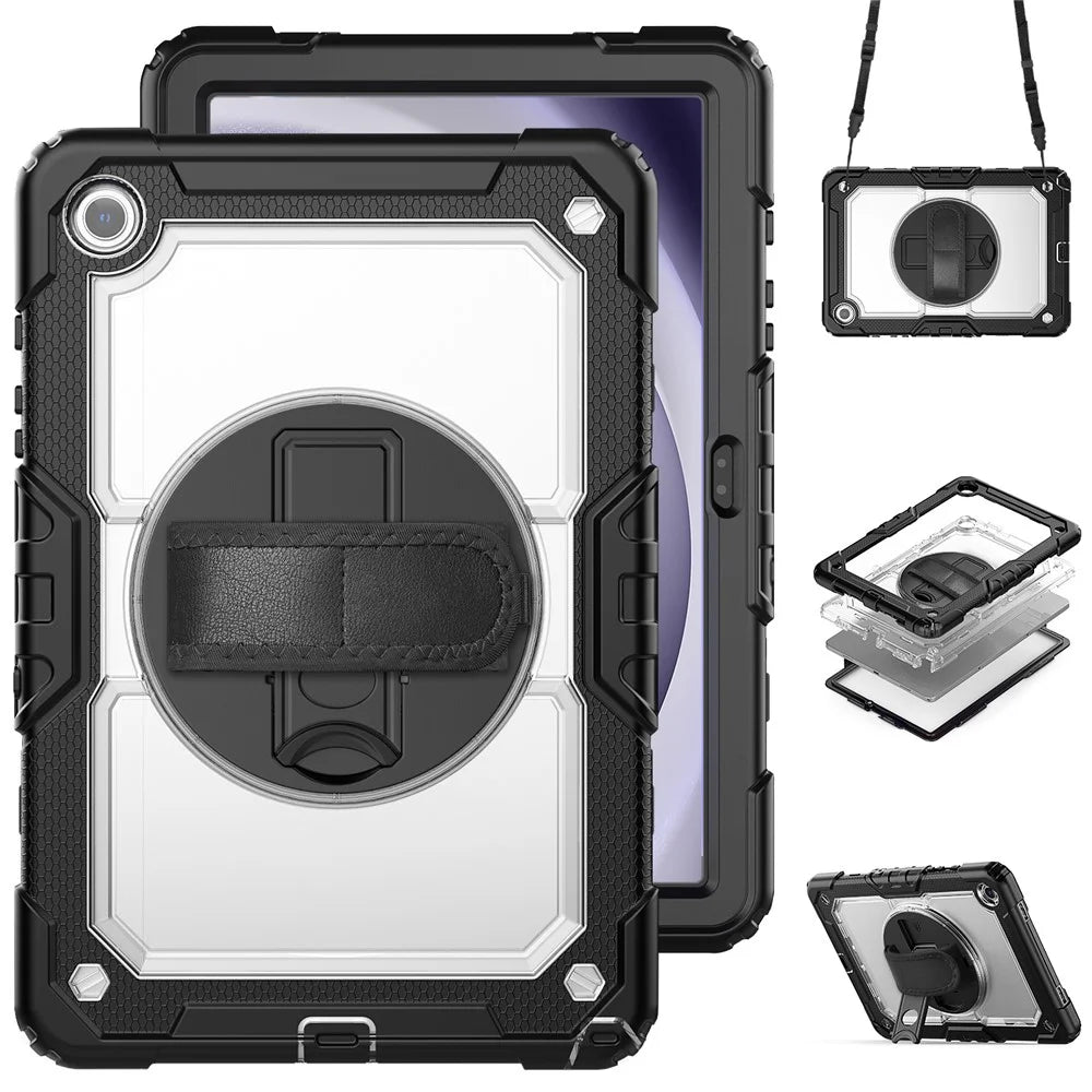 Tablet Case for Samsung Galaxy Tab A11+ / A9+ (SM-X210 / X215 / X216 / X218) PC + Silicone Cover with PET Film and Shoulder Strap - 1