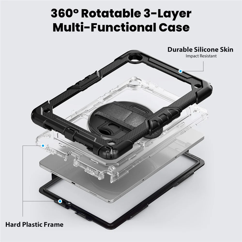 Tablet Case for Samsung Galaxy Tab A11+ / A9+ (SM-X210 / X215 / X216 / X218) PC + Silicone Cover with PET Film and Shoulder Strap - 5