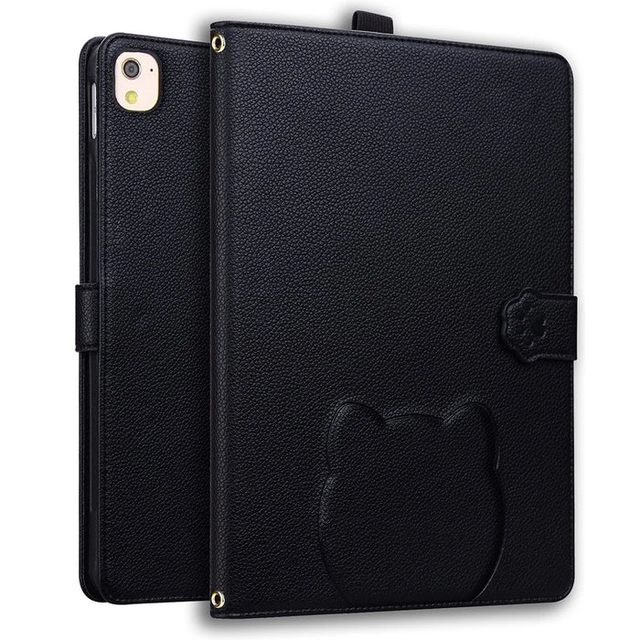 Wallet Case for iPad Air 10.5 inch (2019) / iPad 10.2 (2021) / (2020) / (2019) 3D Effect Cat Pattern Leather Stand Tablet Cover - Black - 1