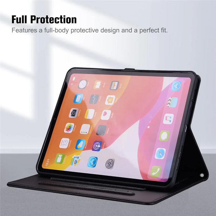 Wallet Case for iPad Air 10.5 inch (2019) / iPad 10.2 (2021) / (2020) / (2019) 3D Effect Cat Pattern Leather Stand Tablet Cover - Black - 3