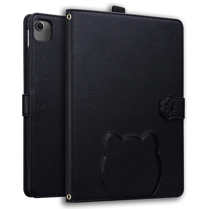 Stand Case for iPad Air 11 (2026) / (2025) / (2024) / Air (2022) / (2020) 3D Effect Cat Pattern Leather Tablet Cover with Wallet, Stylus Holder - Black - 1