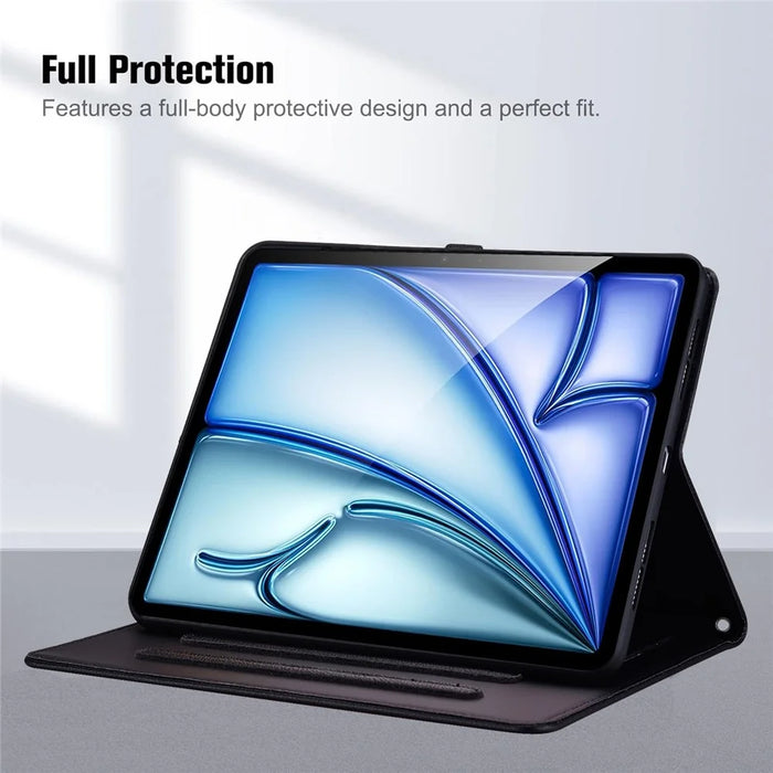 Stand Case for iPad Air 11 (2026) / (2025) / (2024) / Air (2022) / (2020) 3D Effect Cat Pattern Leather Tablet Cover with Wallet, Stylus Holder - Black - 2