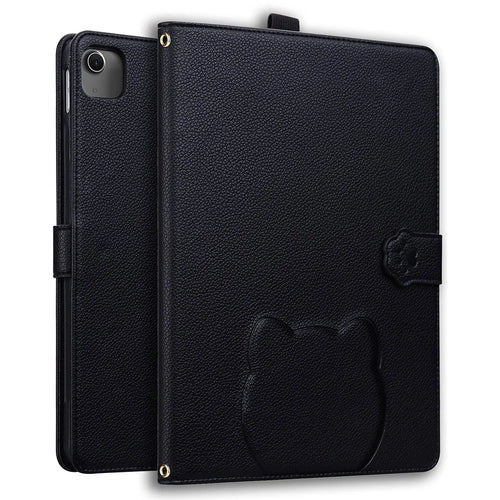 Wallet Case for iPad Air 13 (2026) / (2025) / (2024) / iPad Pro 12.9 (2021) / (2020) 3D Effect Cat Pattern Leather Stand Tablet Cover - Black - 1