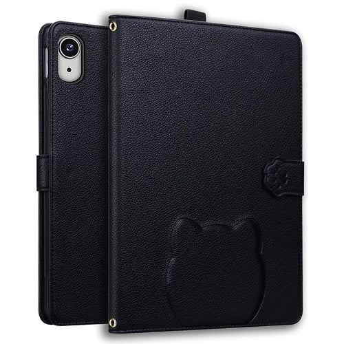 For iPad mini (2024) / (2021) Case 3D Effect Cat Pattern Leather Stand Tablet Cover with Wallet, Stylus Holder - Black - 1