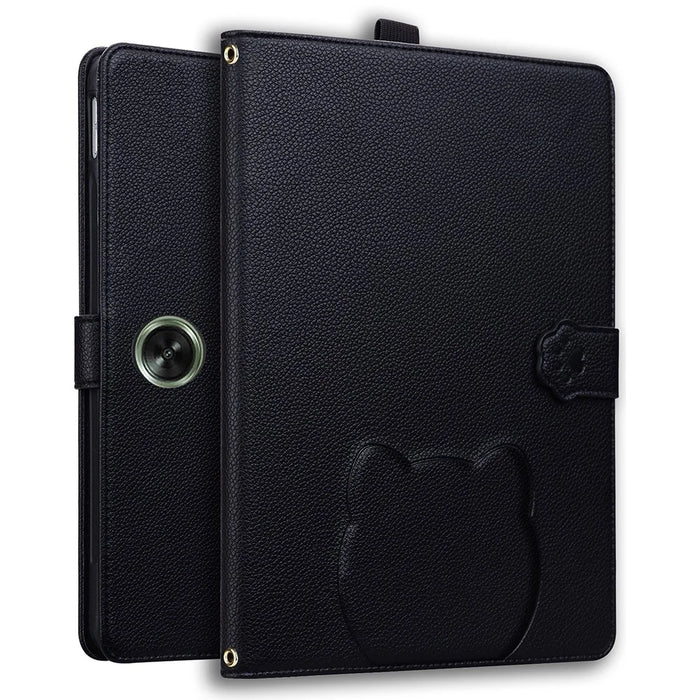 Wallet Case for OnePlus Pad Go / Oppo Pad Air / Neo 3D Effect Cat Pattern Leather Stand Tablet Cover with Stylus Holder - Black - 1