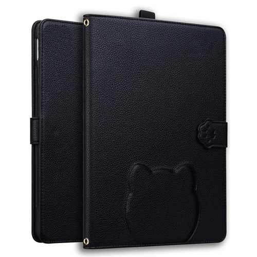 For Amazon Kindle Scribe (2024) / (2022) Case 3D Effect Cat Pattern Leather Stand Tablet Cover with Wallet, Stylus Holder - Black - 1