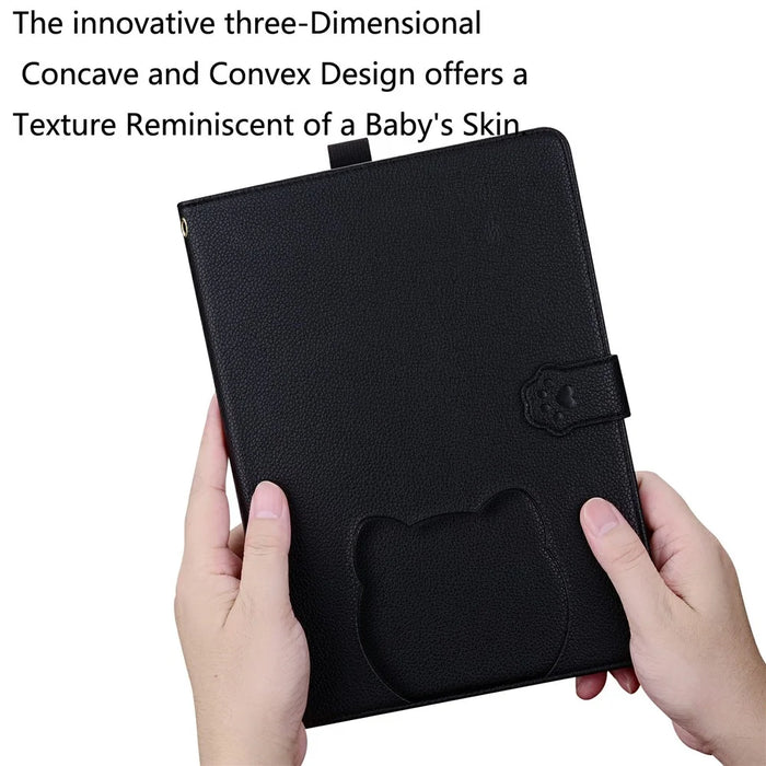 For Amazon Kindle Scribe (2024) / (2022) Case 3D Effect Cat Pattern Leather Stand Tablet Cover with Wallet, Stylus Holder - Black - 7