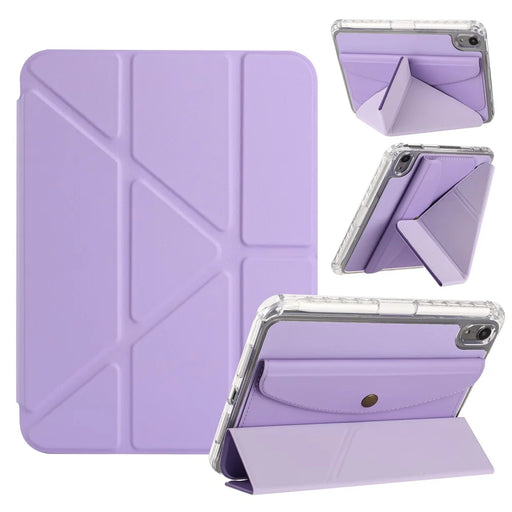 For iPad mini (2024) / (2021) Case Origami Stand Wallet PU Leather Smart Tablet Cover with Pencil Slot - Purple - 1