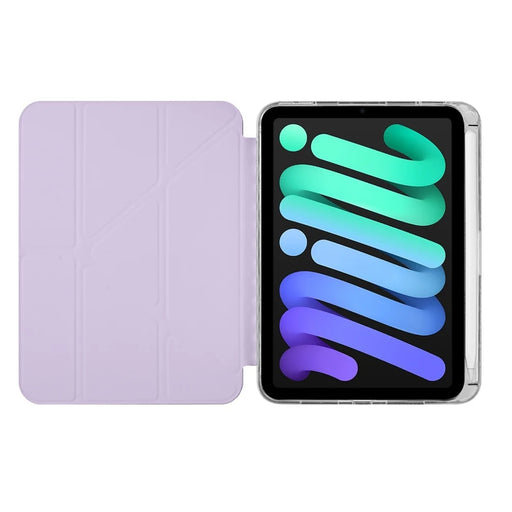 For iPad mini (2024) / (2021) Case Origami Stand Wallet PU Leather Smart Tablet Cover with Pencil Slot - Purple - 2