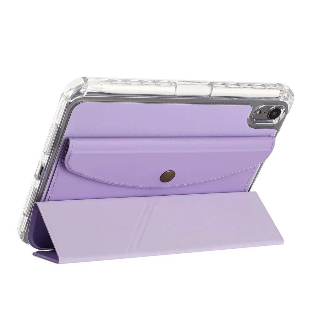 For iPad mini (2024) / (2021) Case Origami Stand Wallet PU Leather Smart Tablet Cover with Pencil Slot - Purple - 3