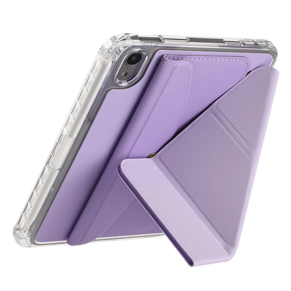 For iPad mini (2024) / (2021) Case Origami Stand Wallet PU Leather Smart Tablet Cover with Pencil Slot - Purple - 5