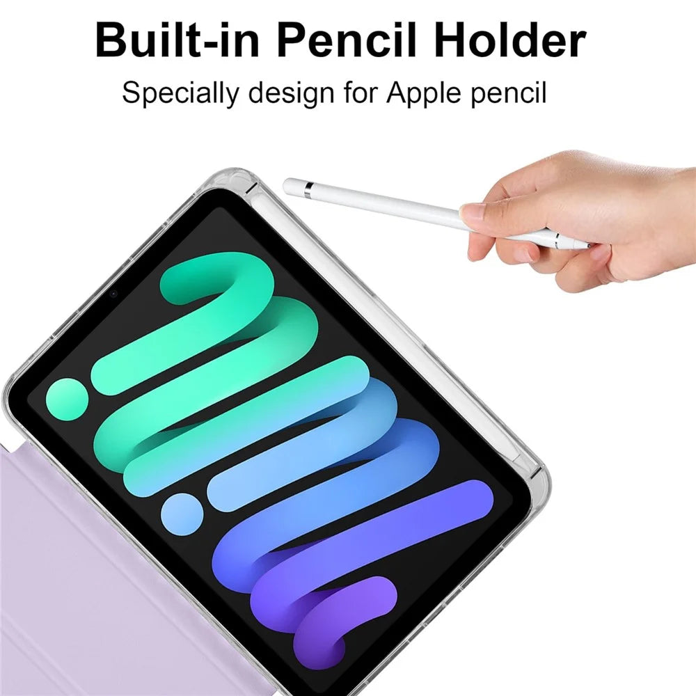 For iPad mini (2024) / (2021) Case Origami Stand Wallet PU Leather Smart Tablet Cover with Pencil Slot - Purple - 7