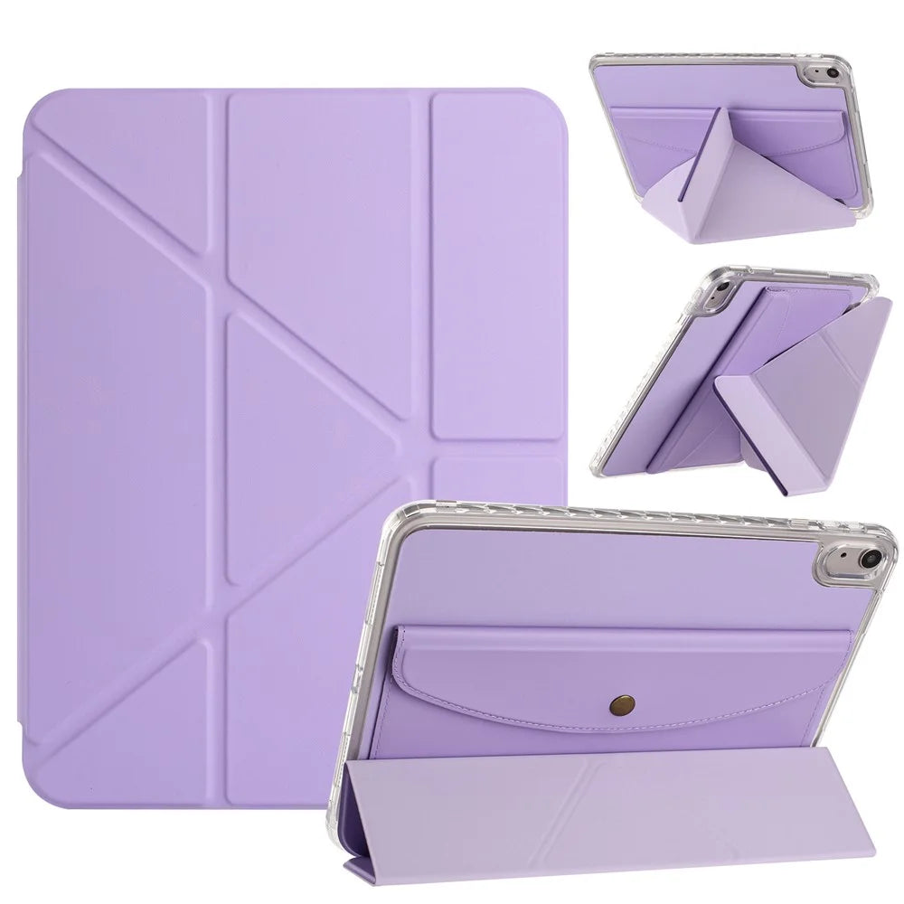 For iPad 10.9 (2022) Case Origami Stand Wallet PU Leather Smart Tablet Cover with Pencil Slot - Purple - 1