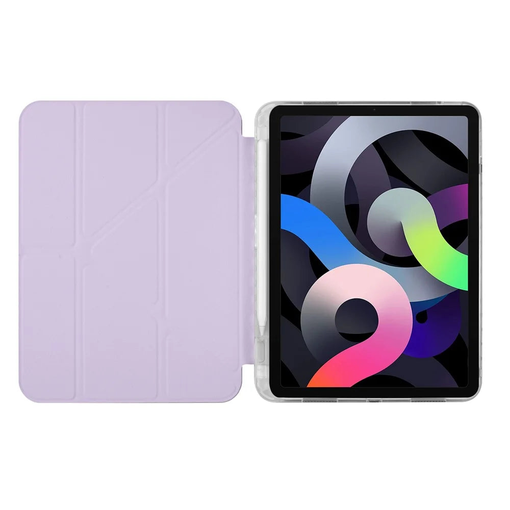For iPad 10.9 (2022) Case Origami Stand Wallet PU Leather Smart Tablet Cover with Pencil Slot - Purple - 2