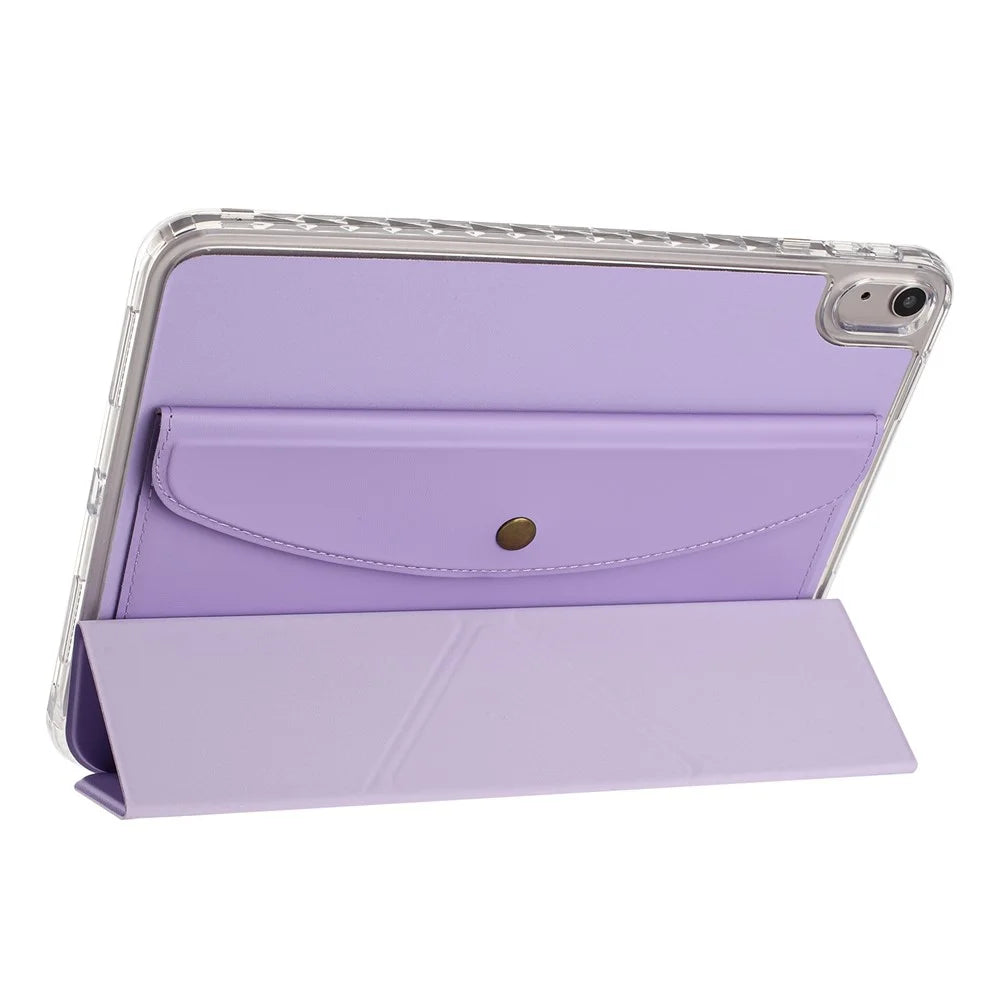 For iPad 10.9 (2022) Case Origami Stand Wallet PU Leather Smart Tablet Cover with Pencil Slot - Purple - 3