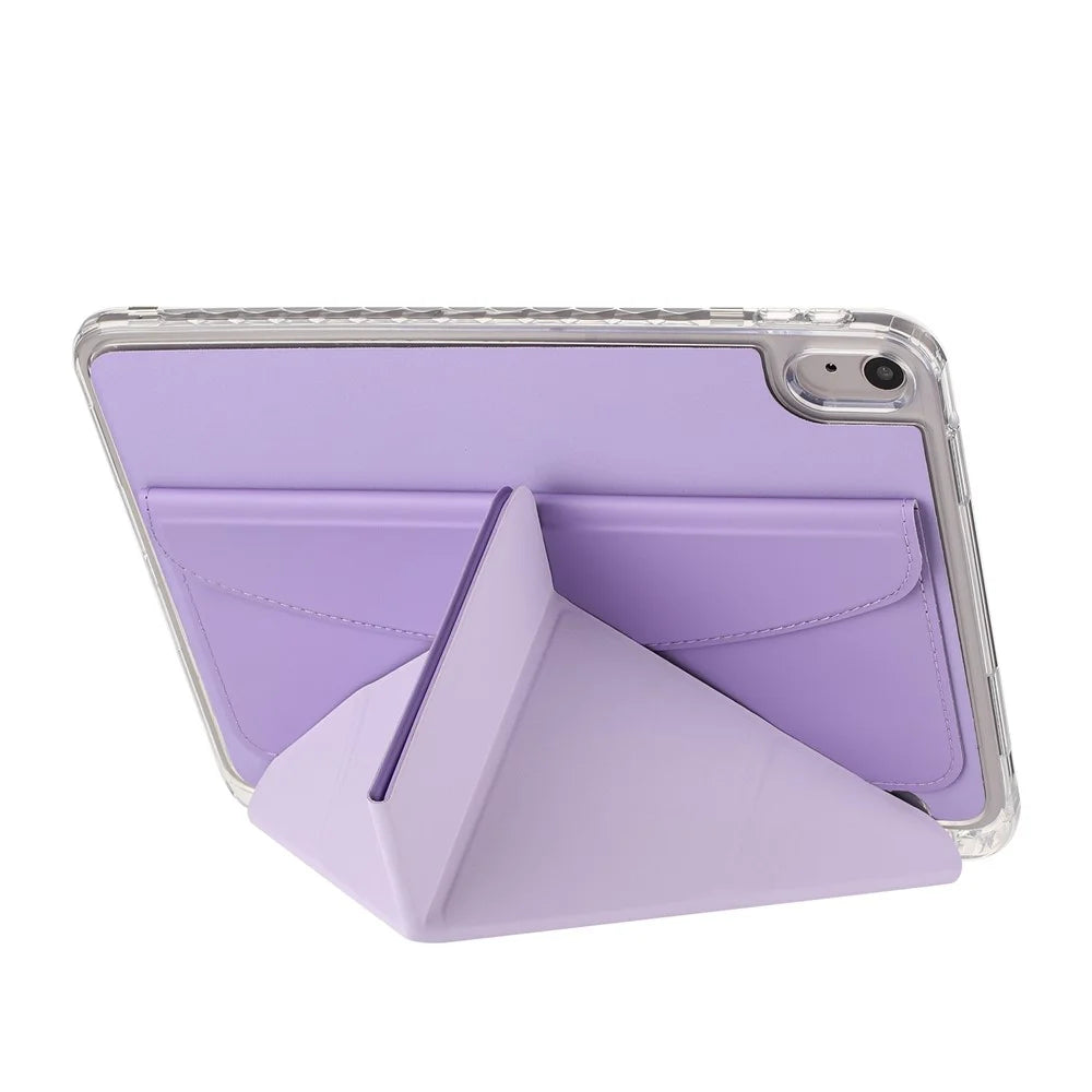 For iPad 10.9 (2022) Case Origami Stand Wallet PU Leather Smart Tablet Cover with Pencil Slot - Purple - 4