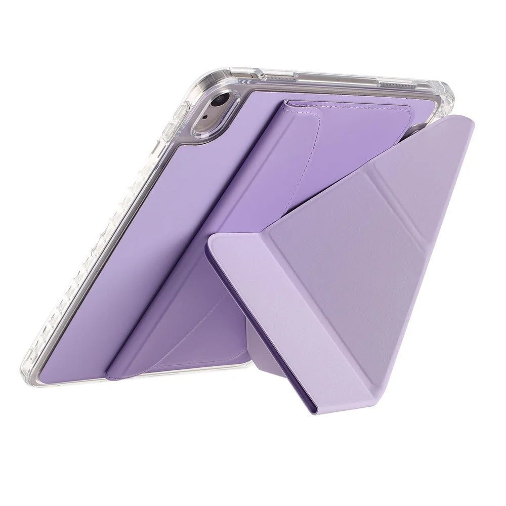 For iPad 10.9 (2022) Case Origami Stand Wallet PU Leather Smart Tablet Cover with Pencil Slot - Purple - 5