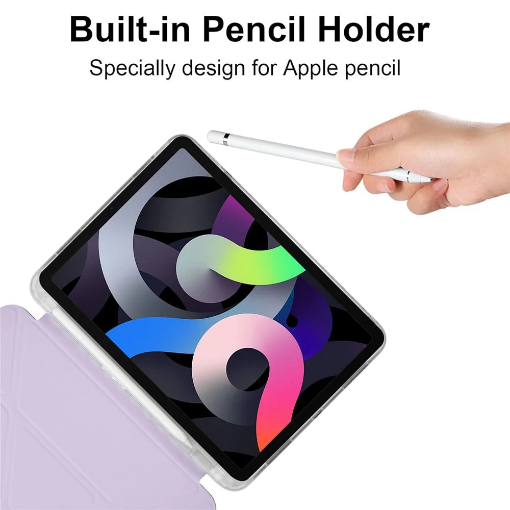 For iPad 10.9 (2022) Case Origami Stand Wallet PU Leather Smart Tablet Cover with Pencil Slot - Purple - 7