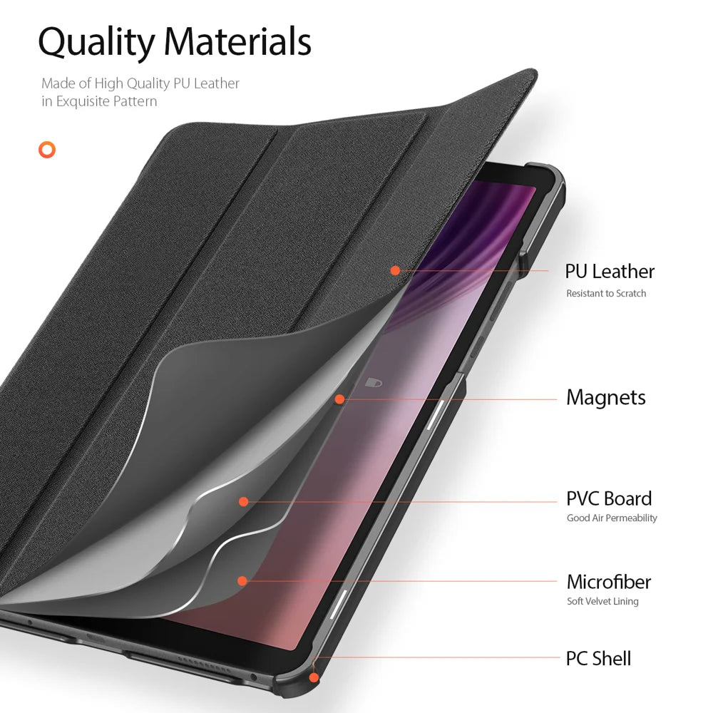 DUX DUCIS For Lenovo Tab K9 Case  Domo Series Tri-fold Stand PU Leather Protective Tablet Cover - Black - 5