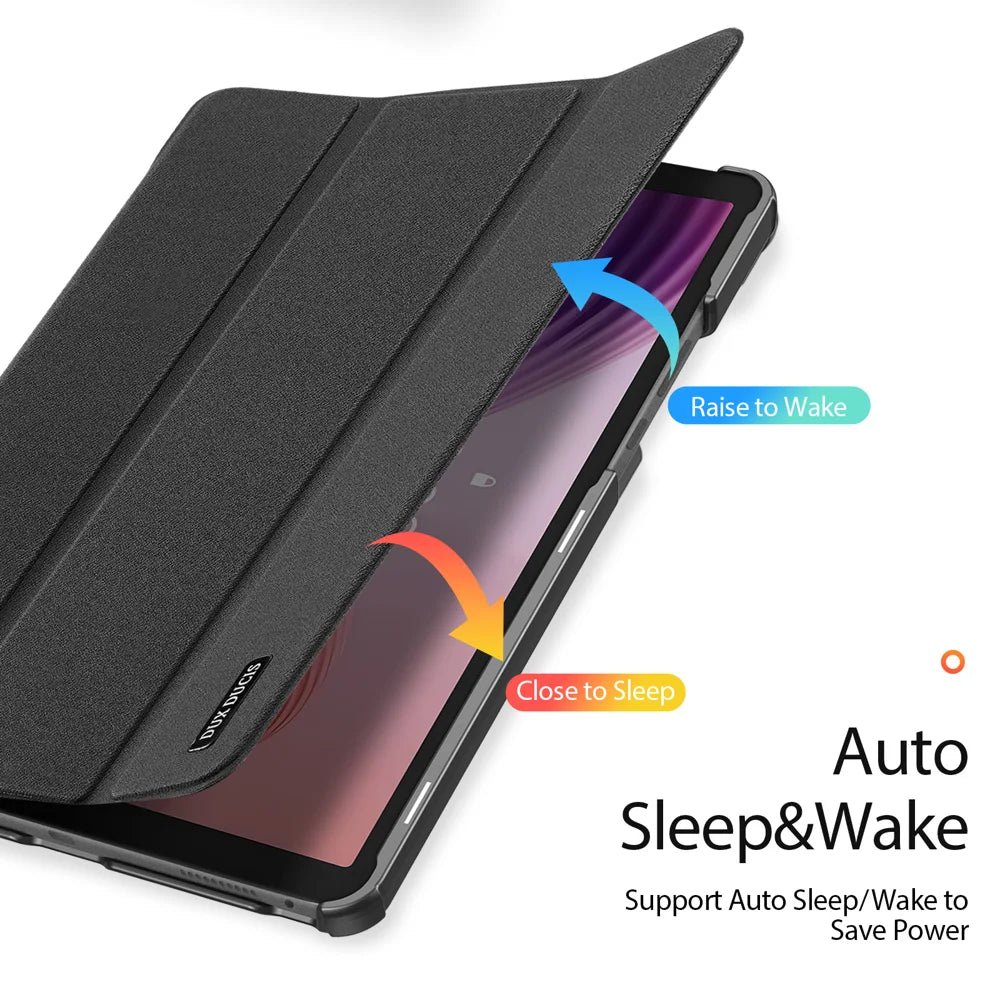 DUX DUCIS For Lenovo Tab K9 Case  Domo Series Tri-fold Stand PU Leather Protective Tablet Cover - Black - 6
