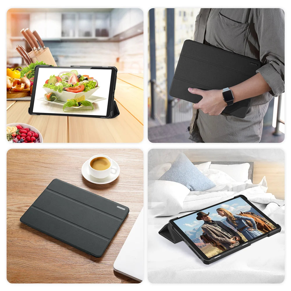 DUX DUCIS For Lenovo Tab K9 Case  Domo Series Tri-fold Stand PU Leather Protective Tablet Cover - Black - 7