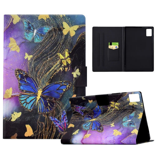 For Lenovo Xiaoxin Pad 11 2025 Case Card Holder Pattern Print Leather Cover - Golden Butterflies - 1