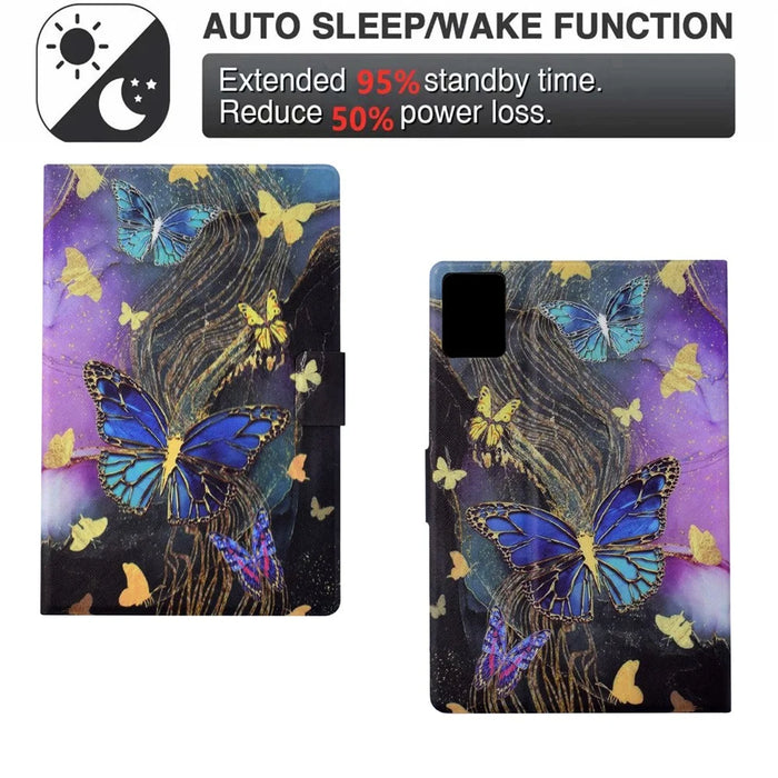 For Lenovo Xiaoxin Pad 11 2025 Case Card Holder Pattern Print Leather Cover - Golden Butterflies - 5