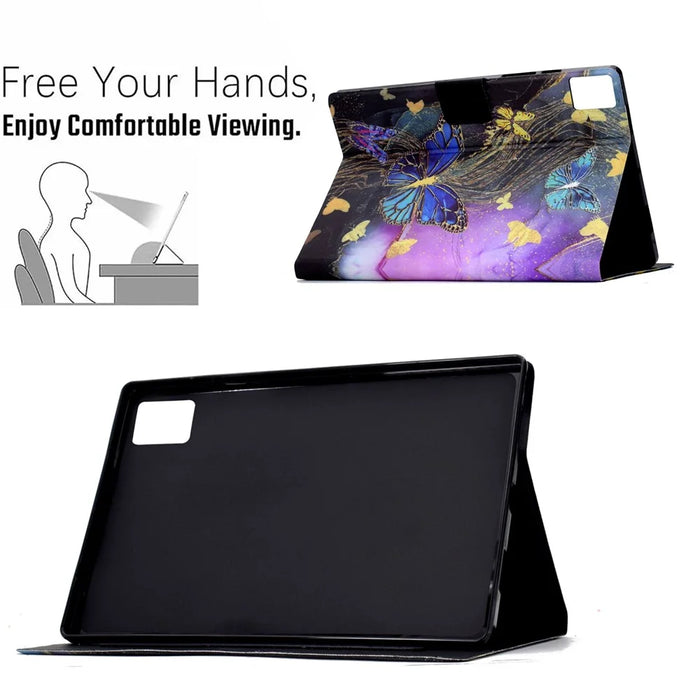 For Lenovo Xiaoxin Pad 11 2025 Case Card Holder Pattern Print Leather Cover - Golden Butterflies - 6
