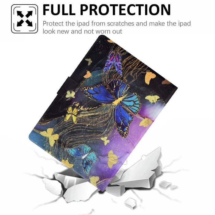 For Lenovo Xiaoxin Pad 11 2025 Case Card Holder Pattern Print Leather Cover - Golden Butterflies - 7