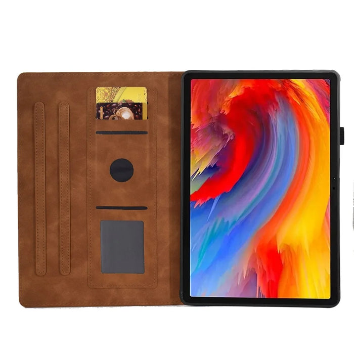 For Lenovo Xiaoxin Pad 11 2025 Case Flower Butterfly Imprinted Card Slots Leather Cover - Brown - 2
