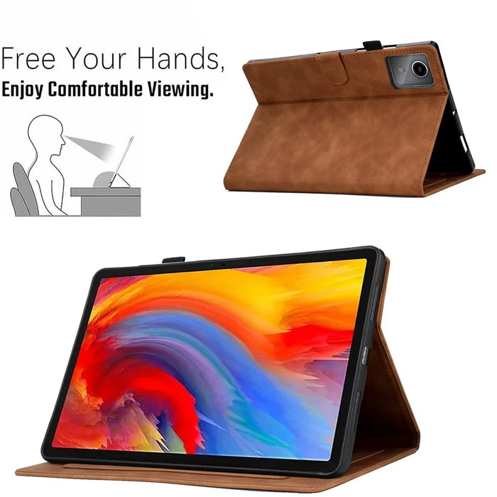 For Lenovo Xiaoxin Pad 11 2025 Case Flower Butterfly Imprinted Card Slots Leather Cover - Brown - 6