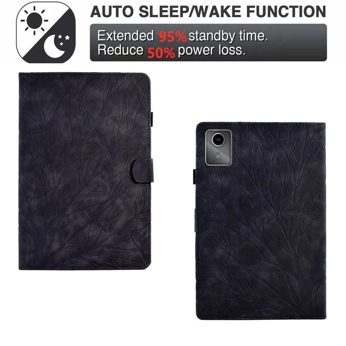 For Lenovo Xiaoxin Pad 11 2025 Leather Case Tree Pattern Card Slots Stand Cover - Black - 5