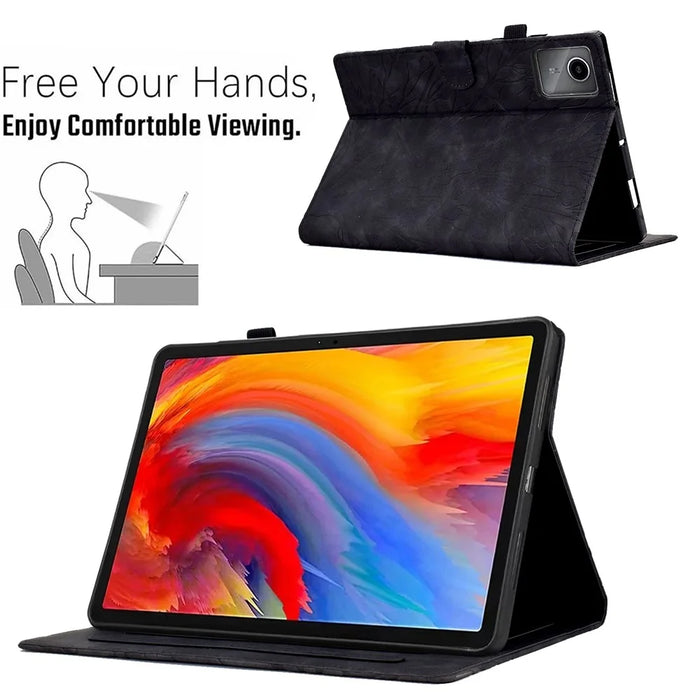 For Lenovo Xiaoxin Pad 11 2025 Leather Case Tree Pattern Card Slots Stand Cover - Black - 6