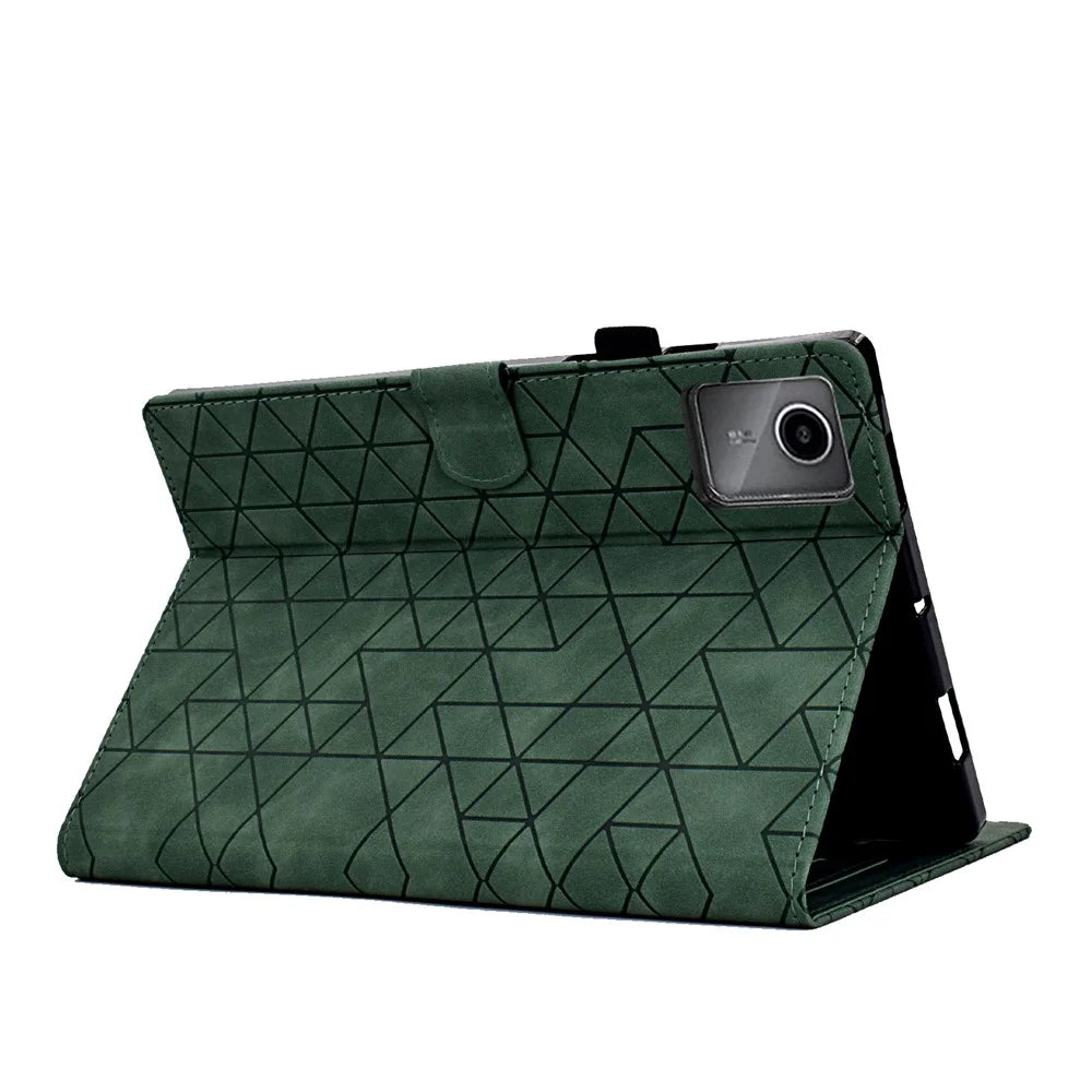 For Lenovo Xiaoxin Pad 11 2025 Case Card Slots Stand Rhombus Auto Wake / Sleep Leather Cover - Green - 4