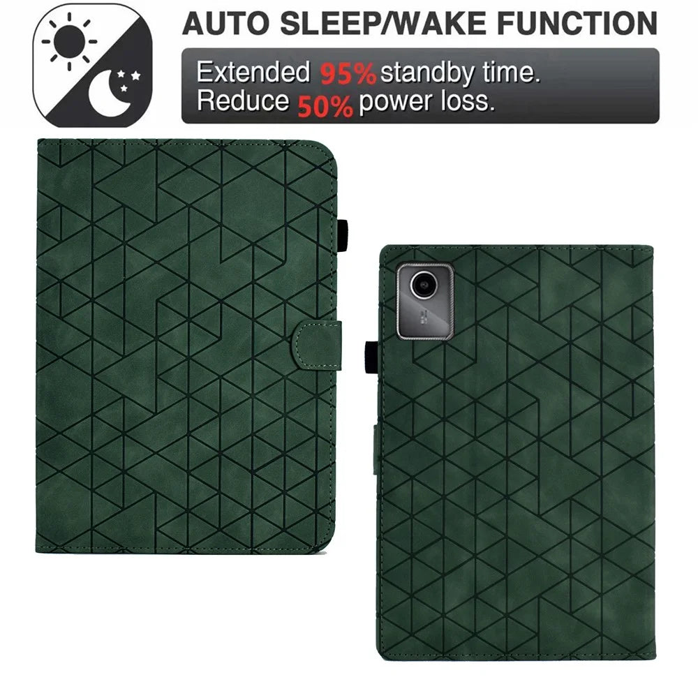 For Lenovo Xiaoxin Pad 11 2025 Case Card Slots Stand Rhombus Auto Wake / Sleep Leather Cover - Green - 5