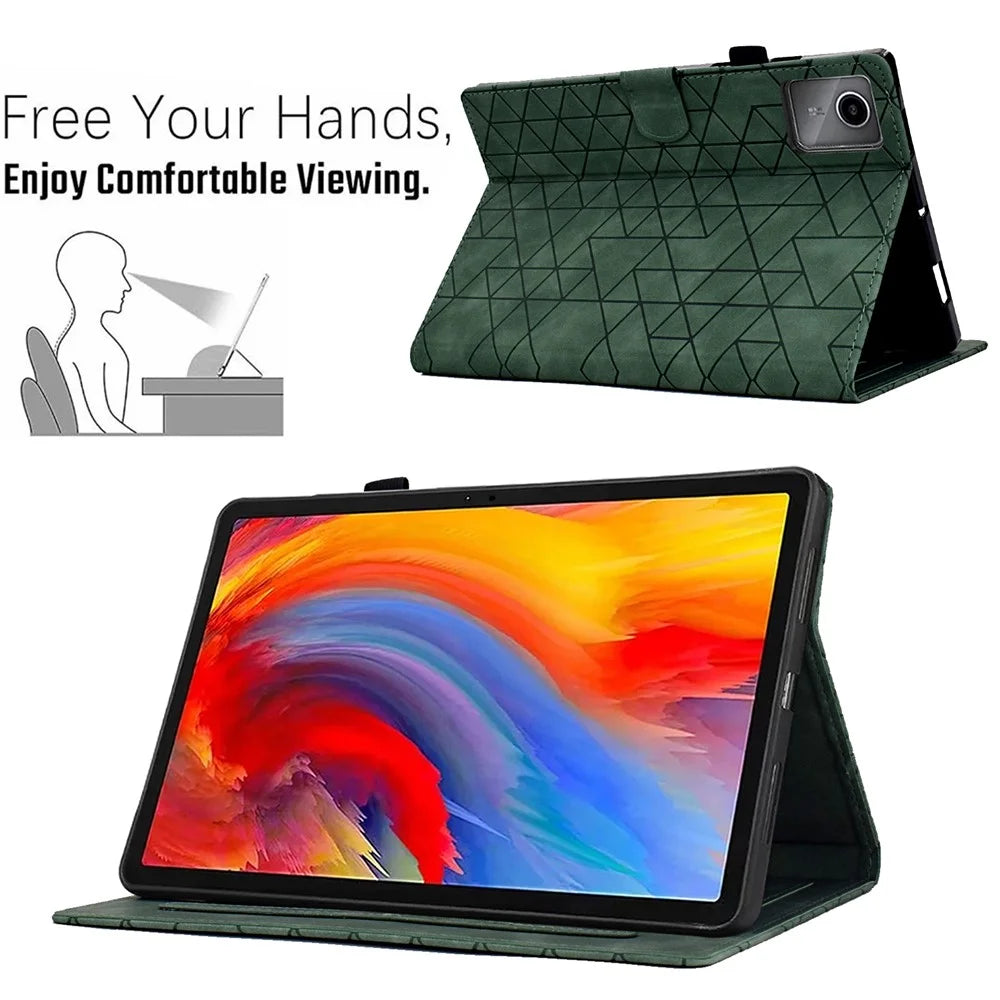 For Lenovo Xiaoxin Pad 11 2025 Case Card Slots Stand Rhombus Auto Wake / Sleep Leather Cover - Green - 6
